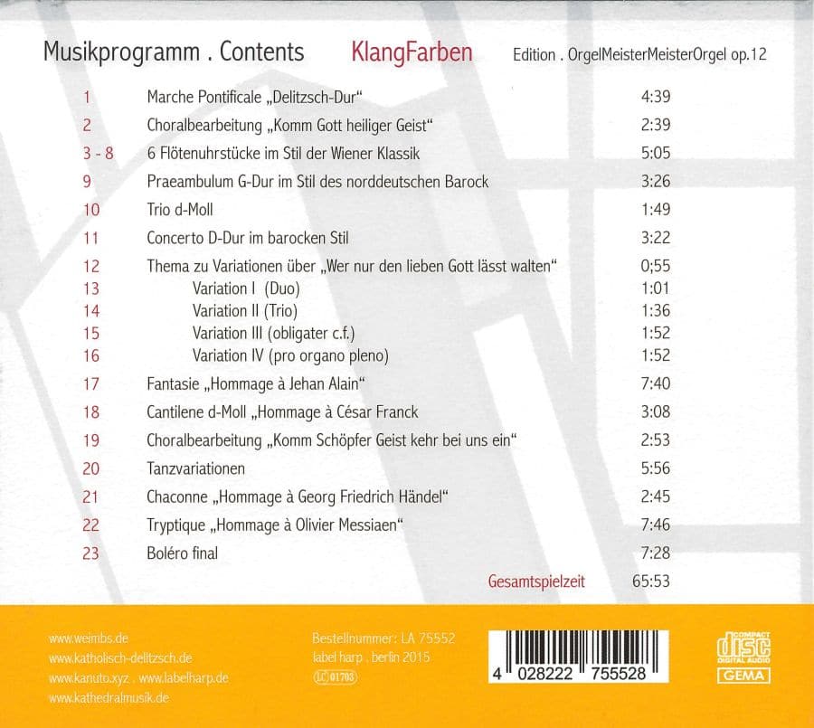 CD Weimbs-Orgel Delitzsch Klangfarben 